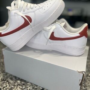 Nike Women’s White Sneakers with Red Swoosh
